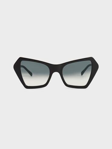 Geometric Frame Sunglasses, Black, hi-res