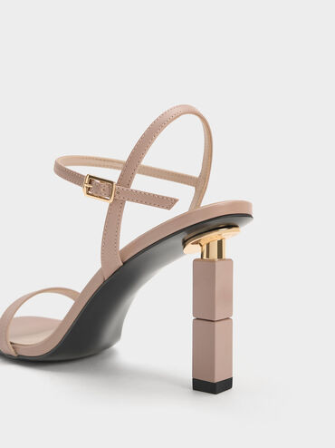 Sculptural Heel Sandals, Nude, hi-res