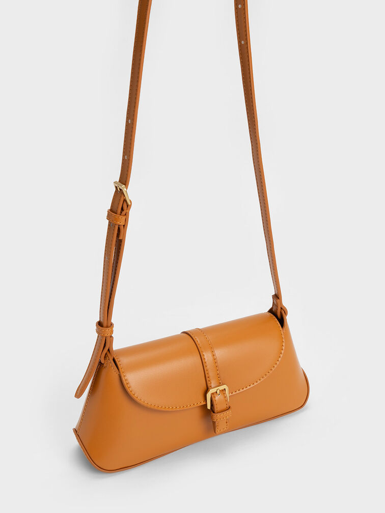 Annelise Double Belted Shoulder Bag, Orange, hi-res