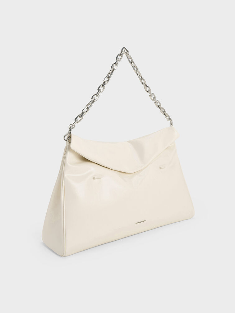 Andromeda Chunky-Chain Trapeze XL Tote Bag, Cream, hi-res