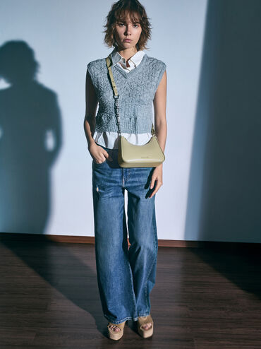 Lane Chain-Strap Shoulder Bag, Pale Olive, hi-res