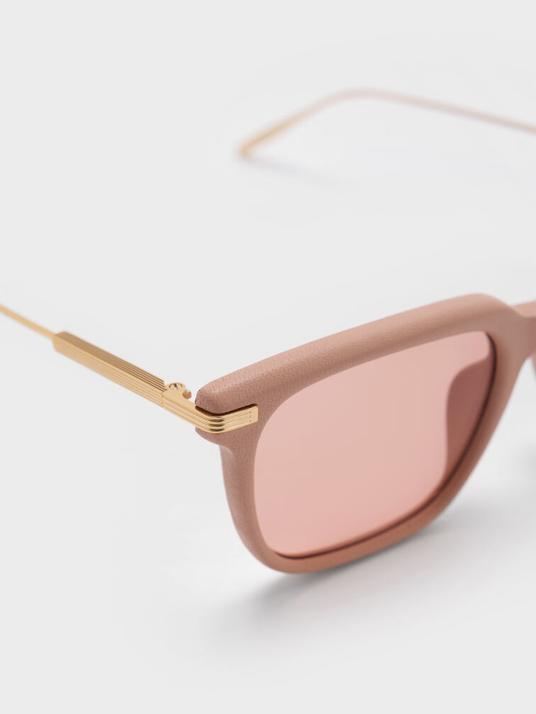 Aura Recycled Acetate Rectangular Sunglasses, Pink, hi-res