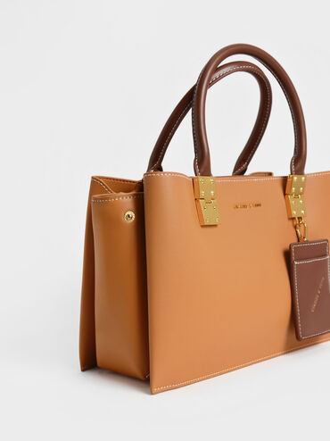 Large Double Handle Handbag, Pumpkin, hi-res