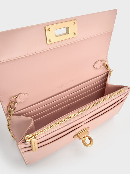 Lennie Chain-Handle Wallet, Light Pink, hi-res