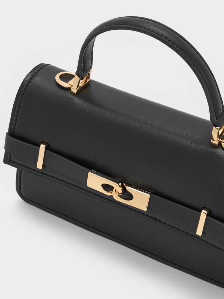 Arlet Belted Top Handle Bag, Black, hi-res