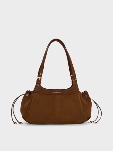 Lillith Drawstring Tote Bag, Pecan Brown, hi-res