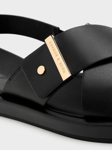 Audra Crossover Slingback Sandals, Black, hi-res