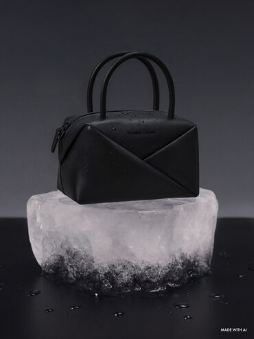 Midori Geometric Bowling Bag, Jet Black, hi-res