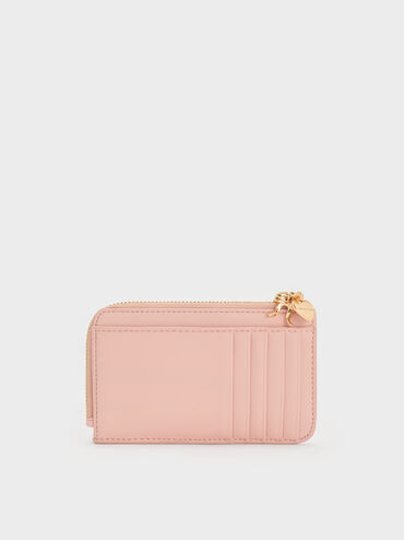 Arrietty Quilted Bow-Heart Charm Zip-Around Wallet, Light Pink, hi-res