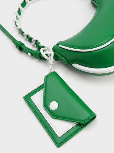 Alouette Curved Shoulder Bag, Green, hi-res