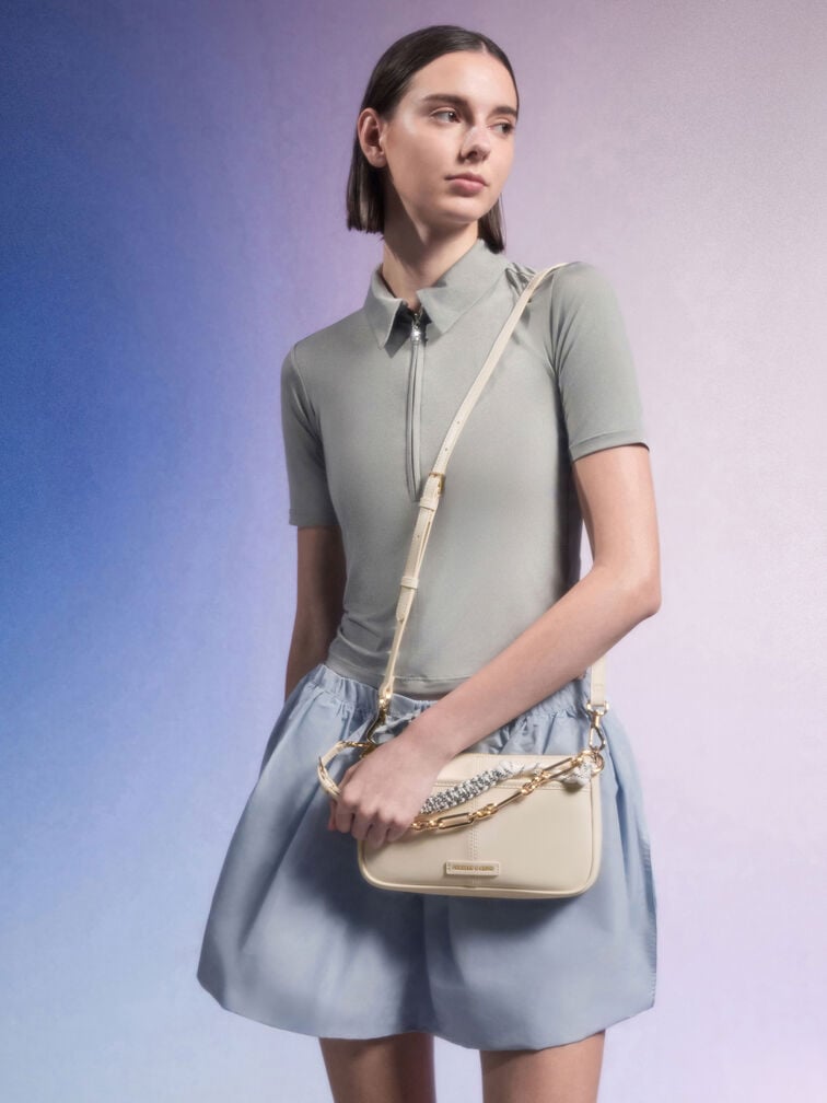 Addison Knotted-Rope Shoulder Bag, Cream, hi-res