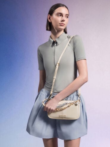 Addison Knotted-Rope Shoulder Bag, Cream, hi-res