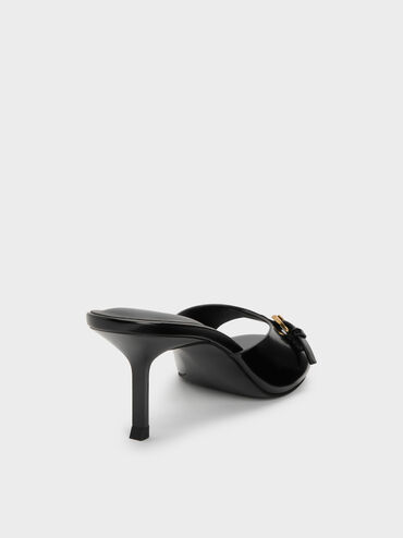 Buckled-Strap Heeled Mules, Black Box, hi-res