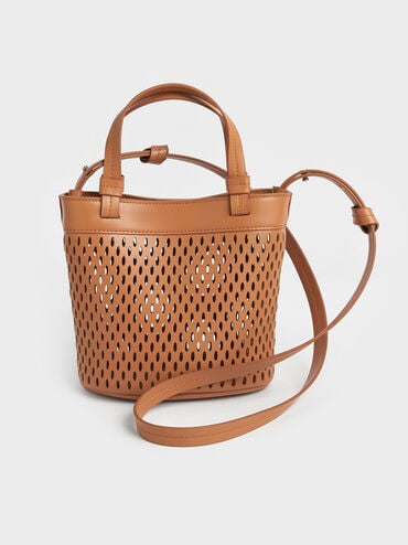 Juno Perforated Tote Bag, Russet Brown, hi-res