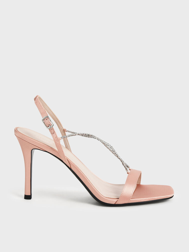 Adel Recycled Polyester Gem-Strap Stiletto Sandals, Blush, hi-res
