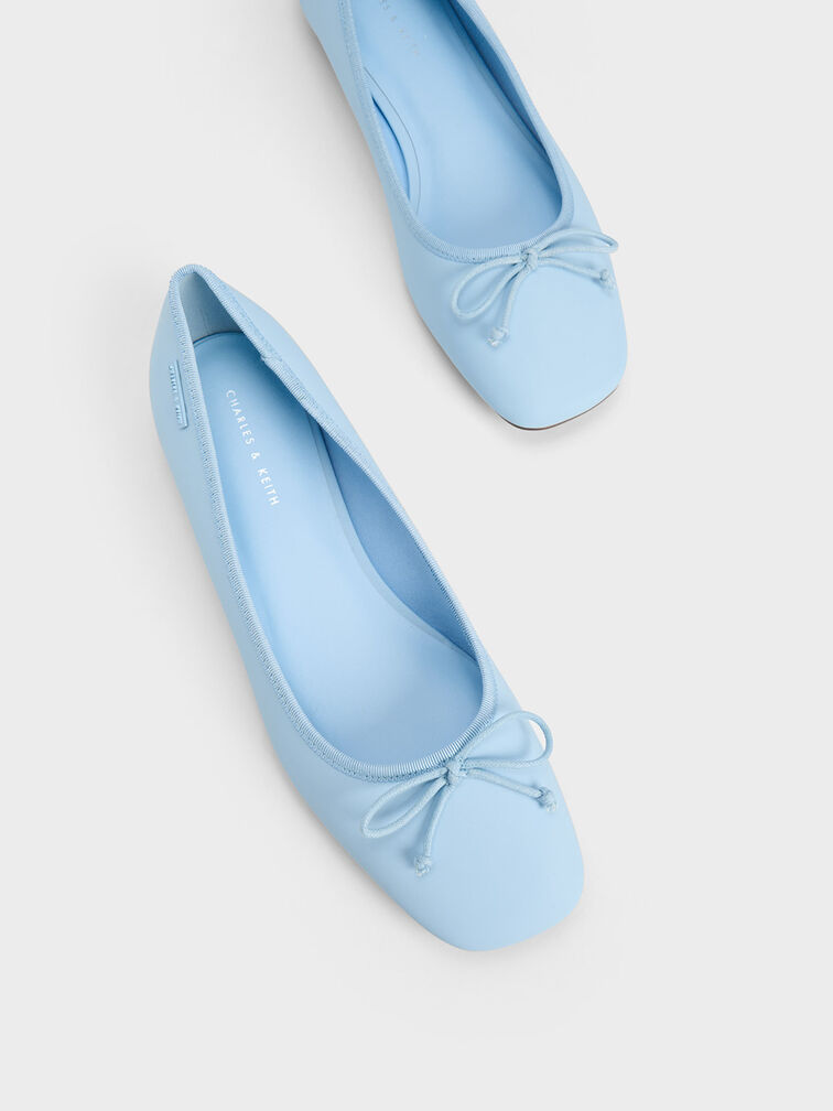 Rhea Bow Ballerinas, Light Blue, hi-res