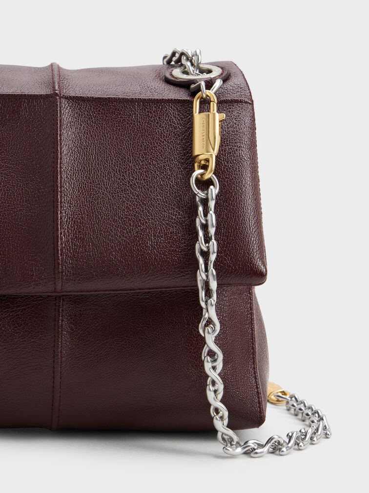 Delfina Quilted Chain-Strap Shoulder Bag, Wineberry Red, hi-res