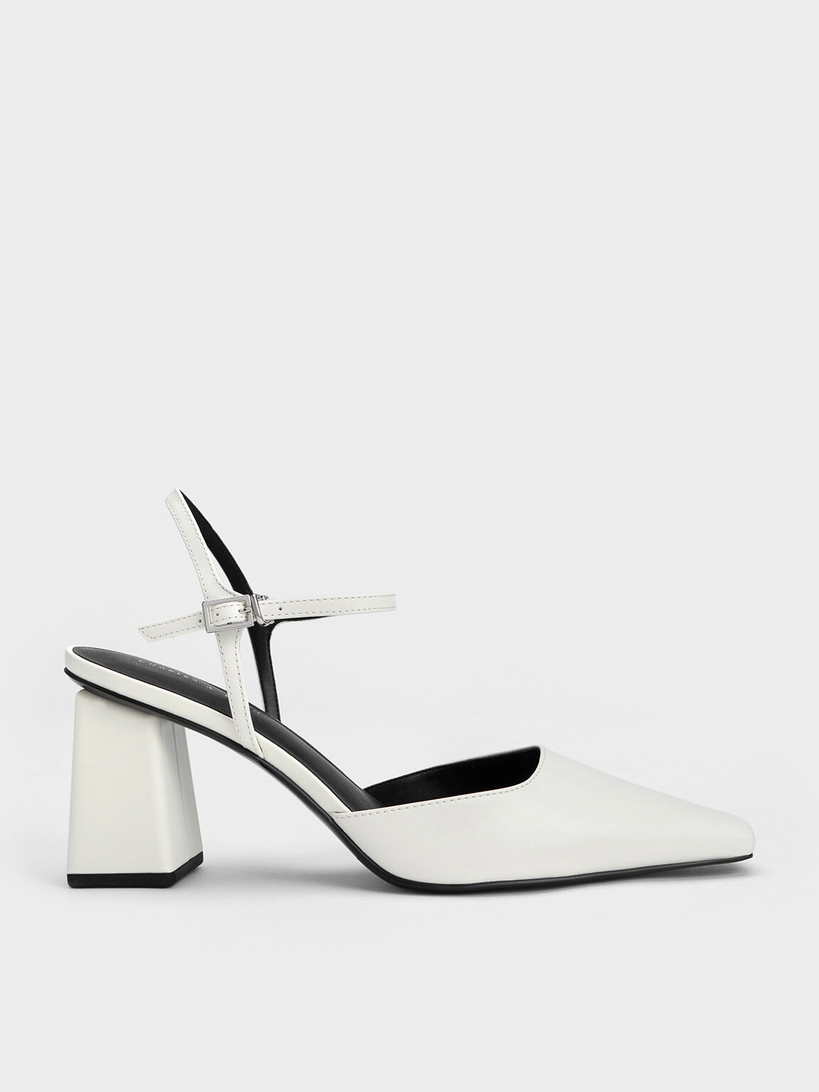 Tapered Block Heel Pumps, White, hi-res