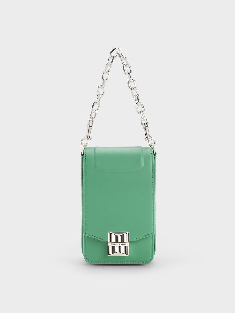 Kalinda Metallic Accent Phone Pouch, Green, hi-res