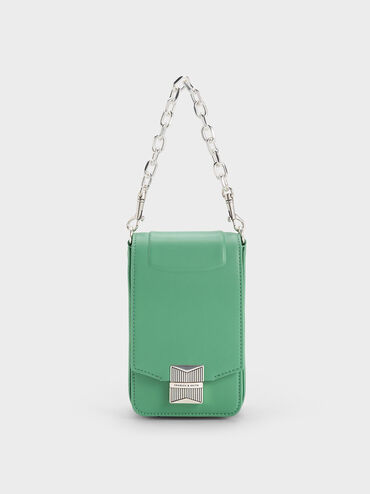 Kalinda Metallic Accent Phone Pouch, Green, hi-res