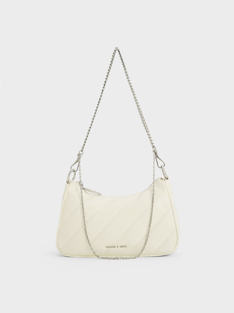 Philomena Puffy Chain-Strap Crossbody Bag, Cream, hi-res