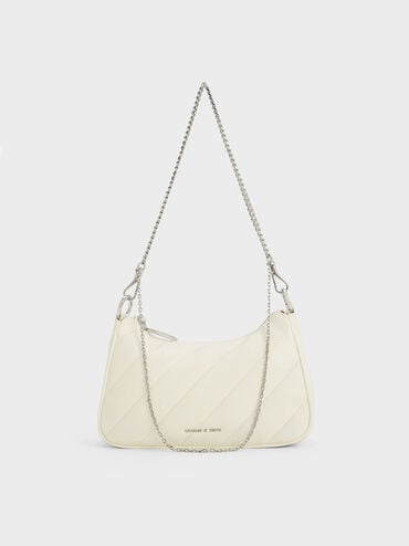 Philomena Puffy Chain-Strap Crossbody Bag, Cream, hi-res