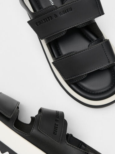 Avalon Buckled Sports Sandals, Black, hi-res