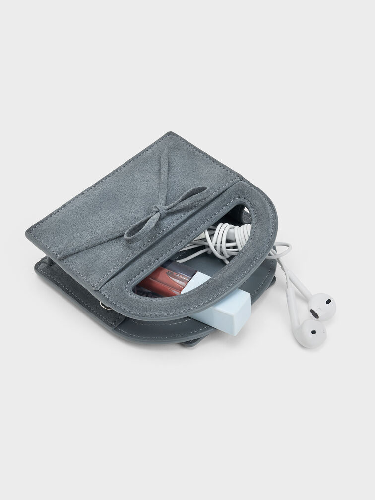 Reese Bow Top Handle Wristlet, Smoky Blue, hi-res