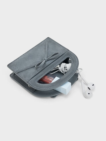 Reese Bow Top Handle Wristlet, Smoky Blue, hi-res