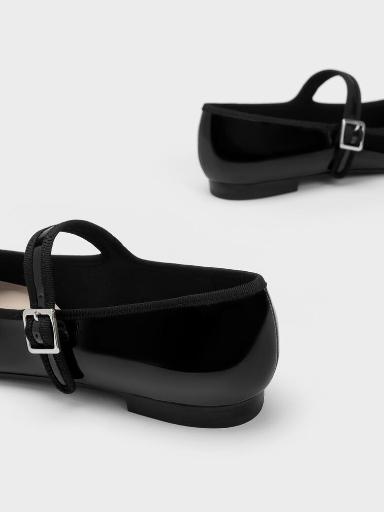 Carmel Patent Buckled Mary Jane Flats, Black, hi-res