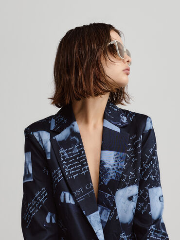 Maude Recycled Acetate Square Sunglasses, Chalk, hi-res