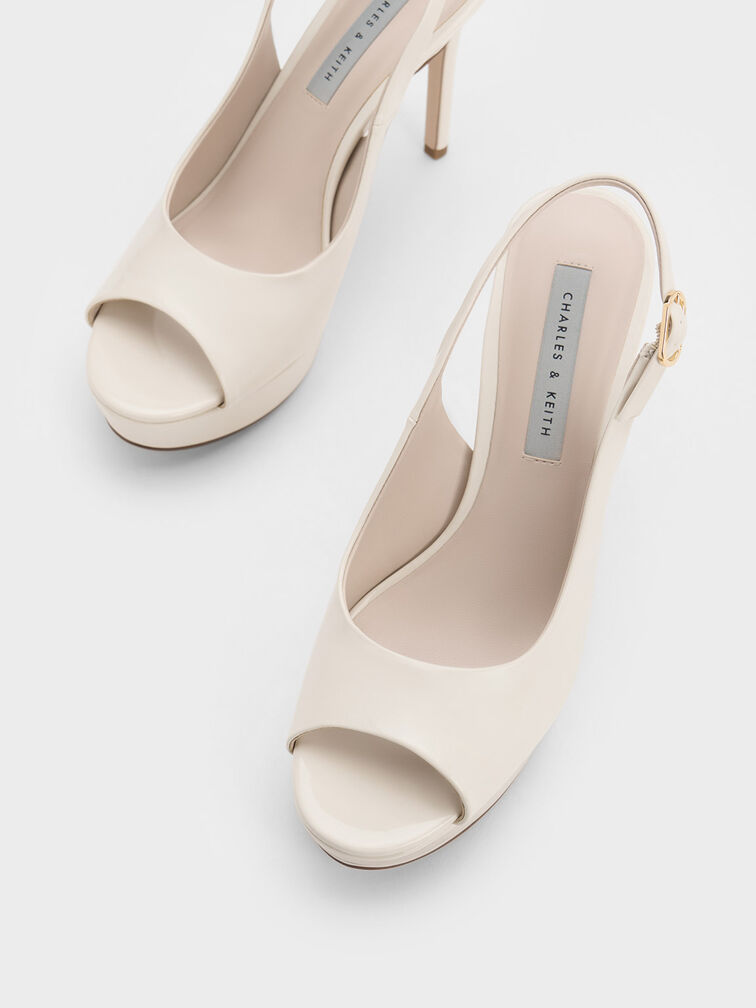 Patent Platform Slingback Sandals, Chalk, hi-res