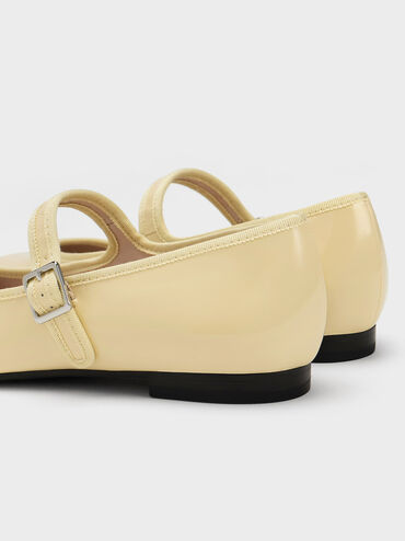 Carmel Patent Buckled Mary Jane Flats, Yellow, hi-res
