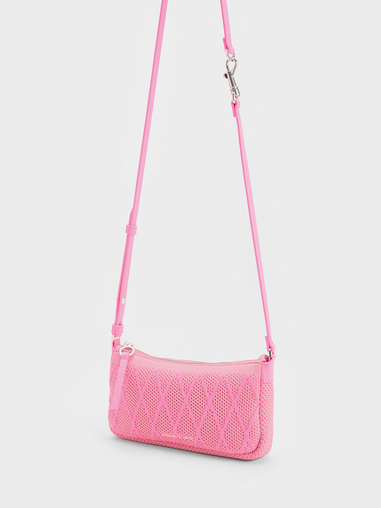 Geona Knitted Phone Pouch, Pink, hi-res