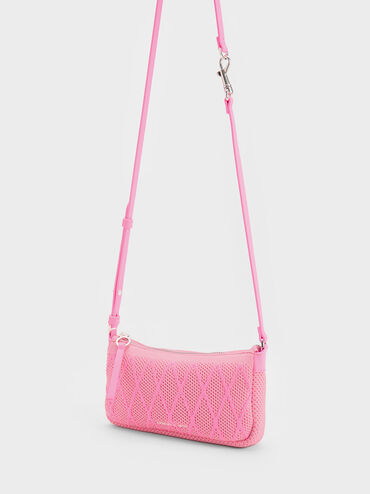 Geona Knitted Phone Pouch, Pink, hi-res