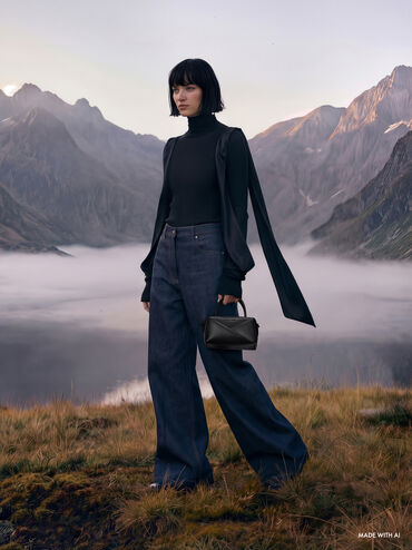 Midori Geometric Bowling Bag, Jet Black, hi-res