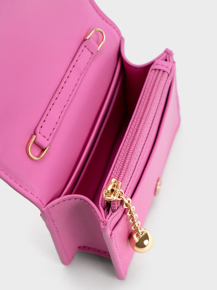 Micaela Woven Card Holder, Fuchsia, hi-res