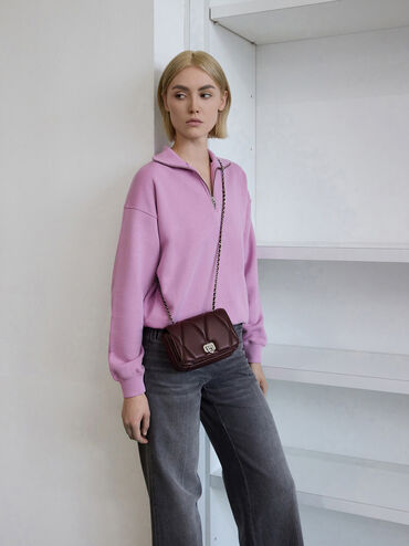 Arwen Quilted Shoulder Bag, Plum, hi-res