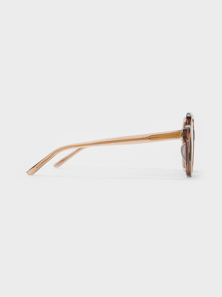 Izara Recycled Acetate Butterfly Sunglasses, Chestnut Brown, hi-res
