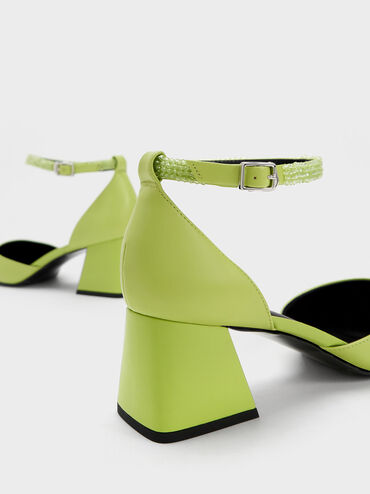Beaded Ankle-Strap D'Orsay Pumps, Lime, hi-res