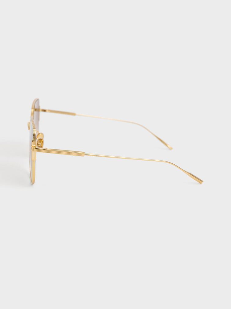 Wire Frame Gradient-Tint Butterfly Sunglasses, Green, hi-res