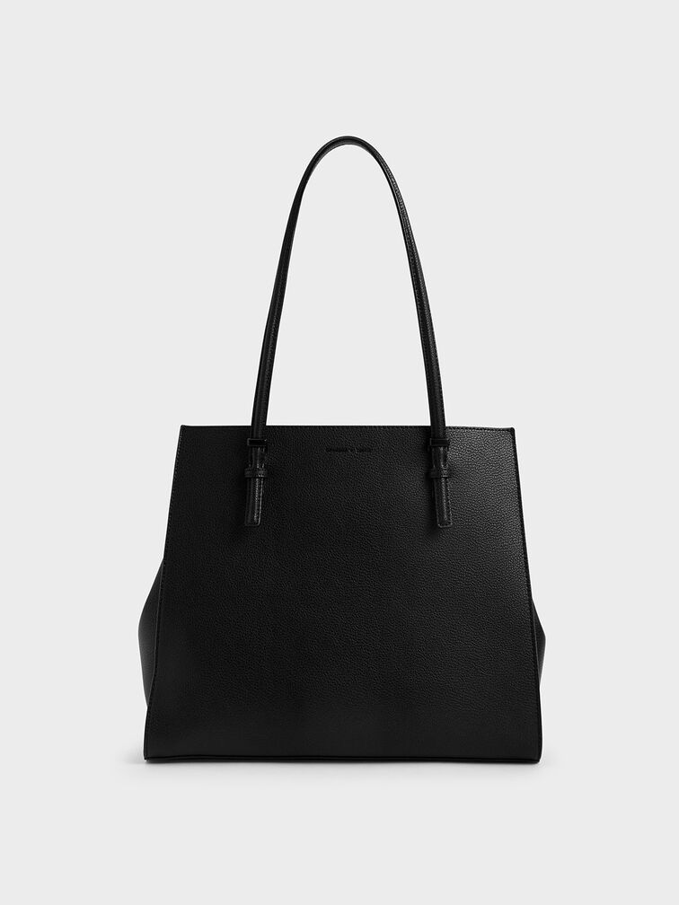 Ultra matte Black Double Handle Tote Bag CHARLES & KEITH IN