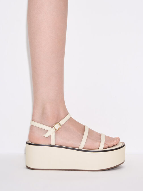 Strappy Flatform Wedge Sandals, Chalk, hi-res