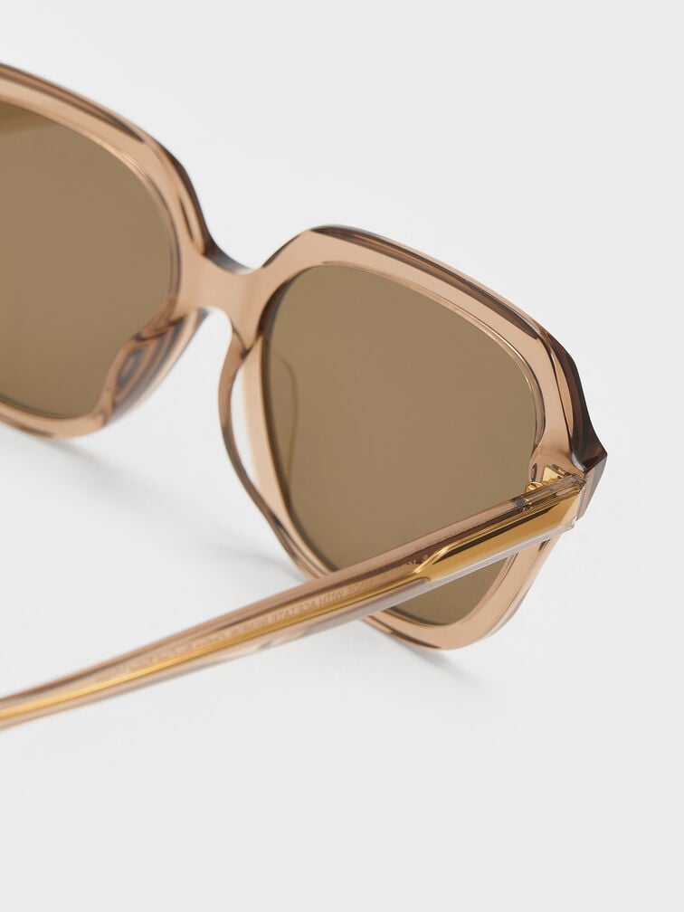 Izara Recycled Acetate Butterfly Sunglasses, Chestnut Brown, hi-res