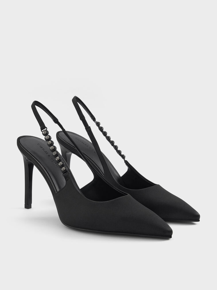 Flores Gem-Strap Slingback Pumps, Black, hi-res