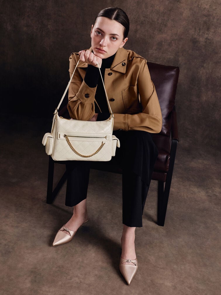 Duo Quilted Shoulder Bag, Cream, hi-res