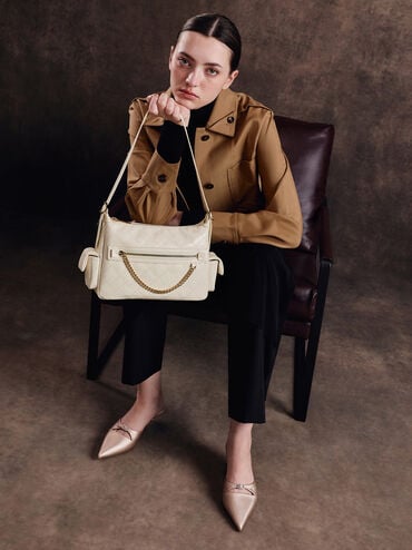 Duo Quilted Shoulder Bag, Cream, hi-res