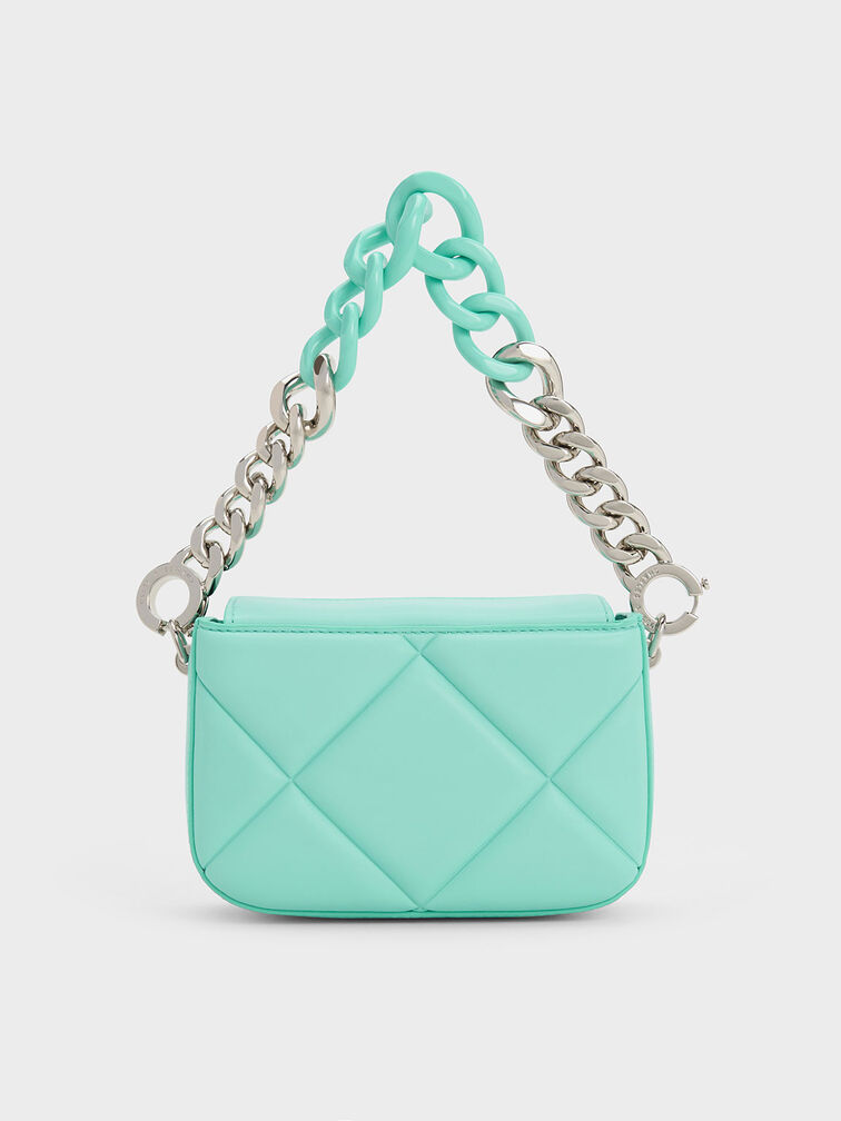 Mini Danika Chunky Chain Padded Bag, Mint Green, hi-res