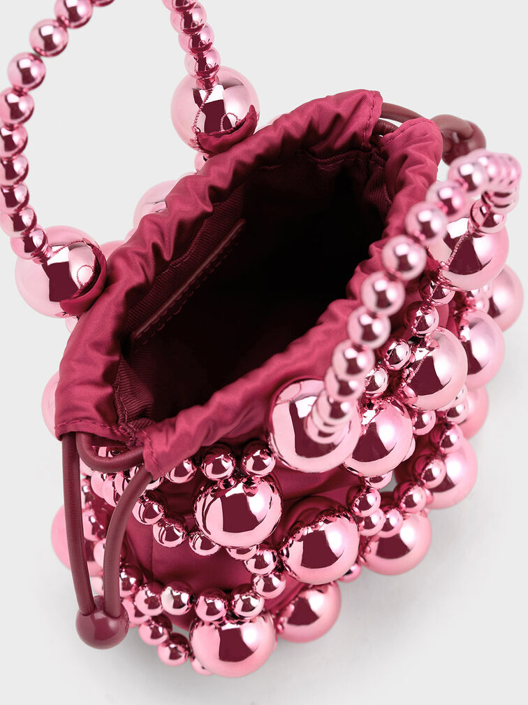 Beaded Top Handle Bag, Fuchsia, hi-res