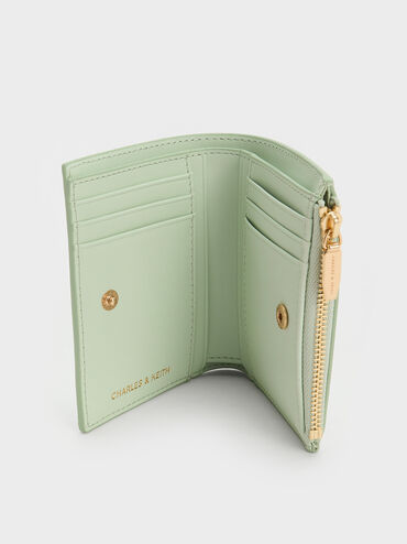 Apolline Textured Top-Zip Wallet, Mint Green, hi-res
